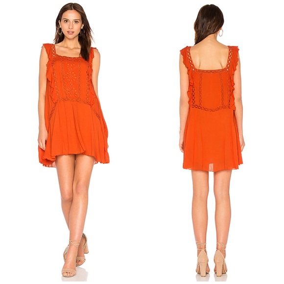 Free People Dresses & Skirts - Free people Priscilla orange boho mini dress small